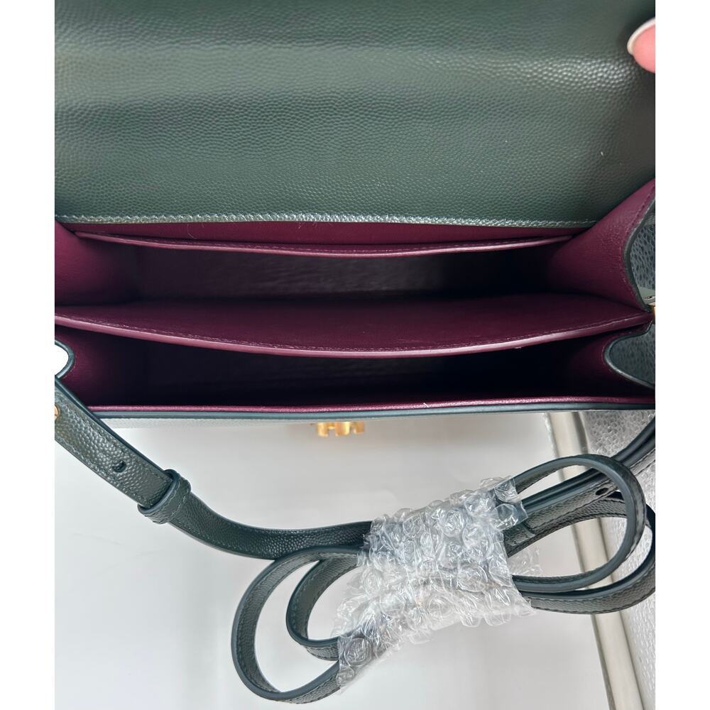 YSL Green Cassandra Leather Top Handle Crossbody Bag GHW Medium Authentic CoA - Picture 8 of 11
